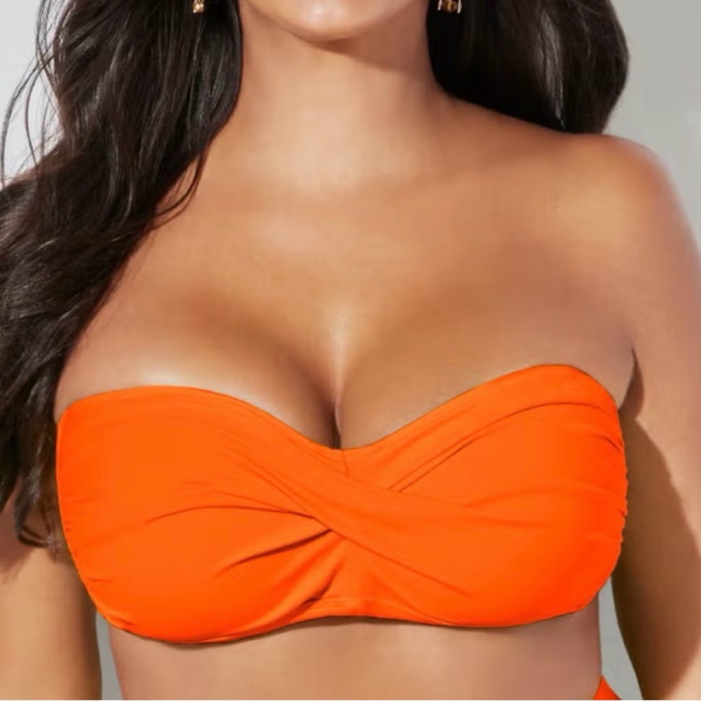 New Bandeau Bikini Top Bright size 6 Orange Swimsuits for all Valentine